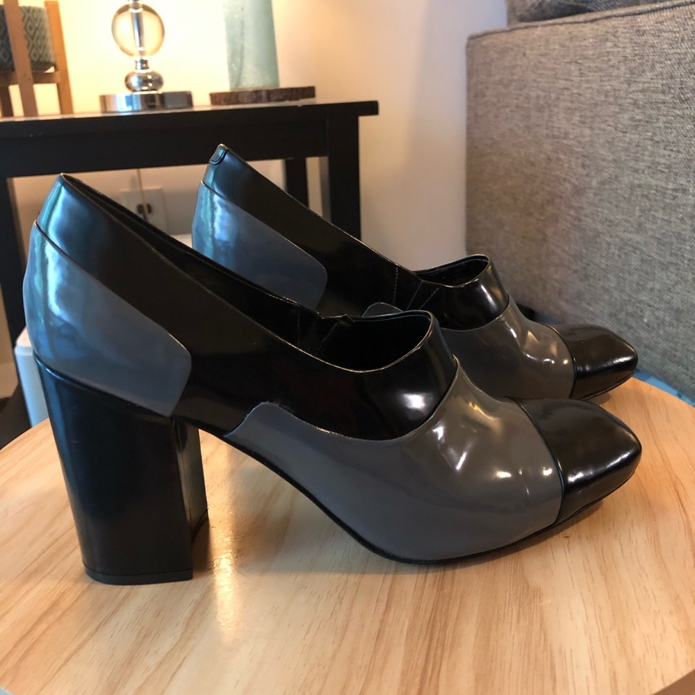 Vince Camuto color block chunky heel leather shoes